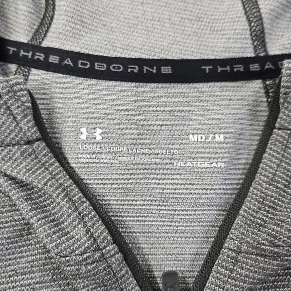 Under Armour Hoodie Men's M Grey Heatgear Threadborne Athleticwear EUC LN LS - Picture 5 of 12